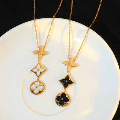 [：Polaidi Jewelry]STAR AND SUN ONYX PINK GOLD NECKLACE
