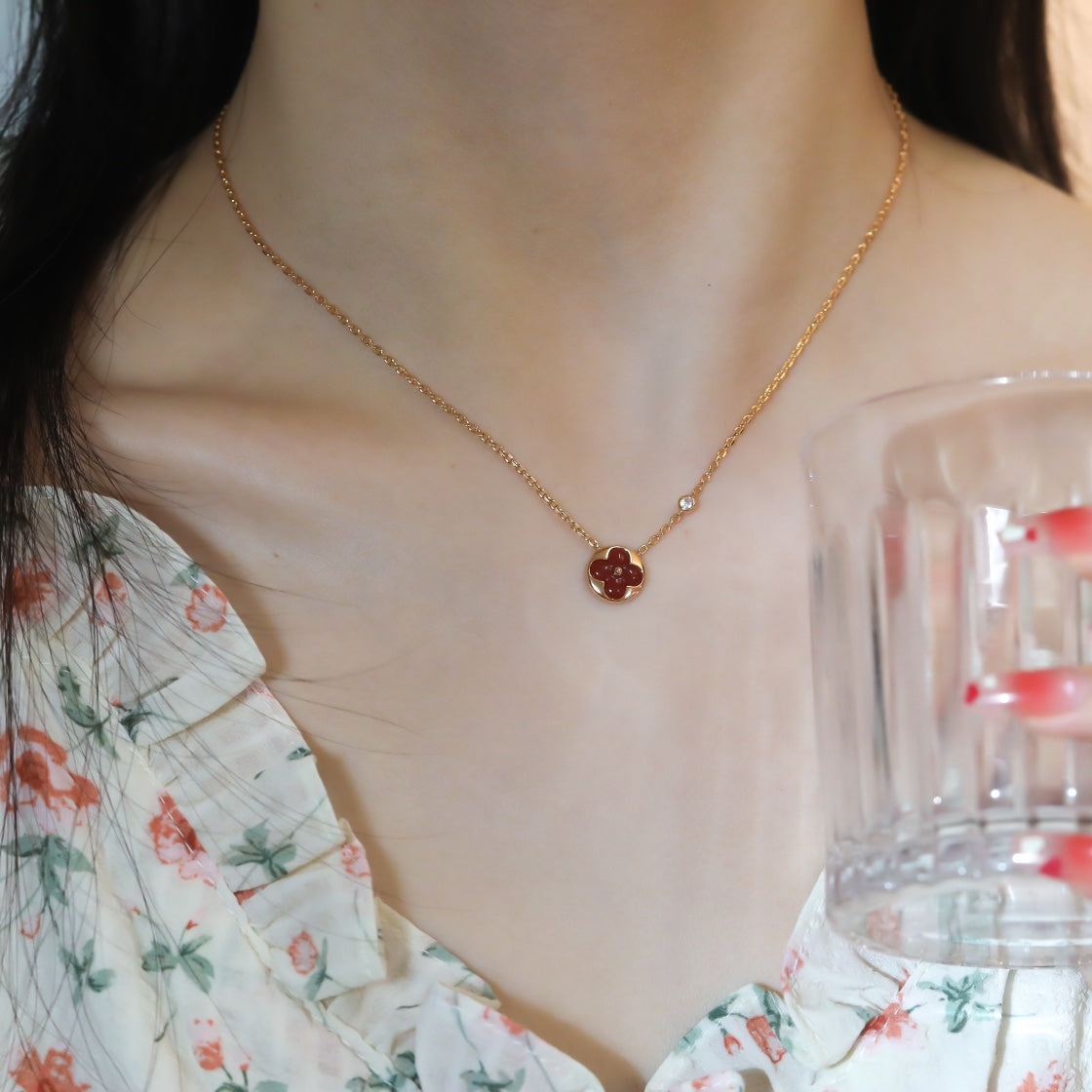 [Polaidi Jewelry]SUN PEDANT PINK GOLD 1 DIAMOND NECKLACE