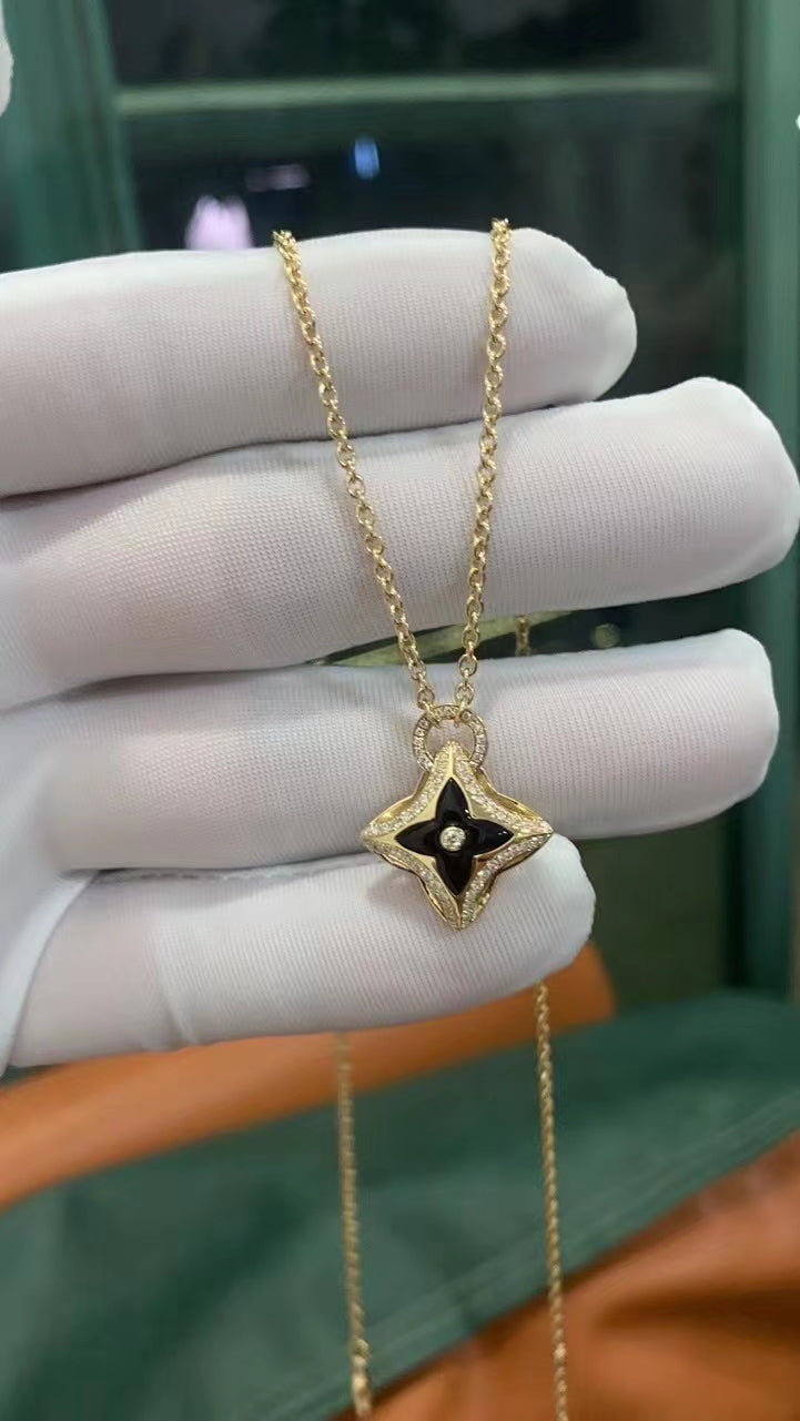 [Polaidi Jewelry]STAR PEDANT PINK GOLD DIAMOND NECKLACE