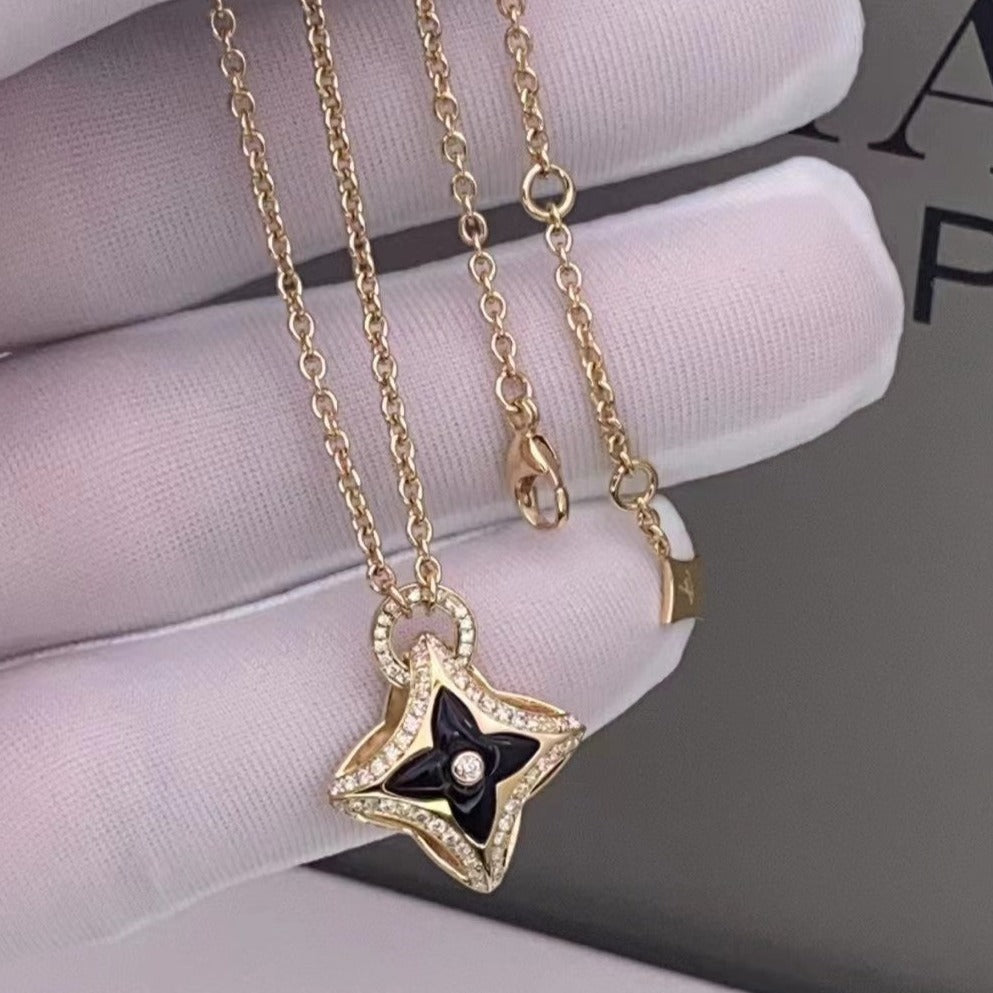 [：Polaidi Jewelry]STAR PEDANT PINK GOLD DIAMOND NECKLACE