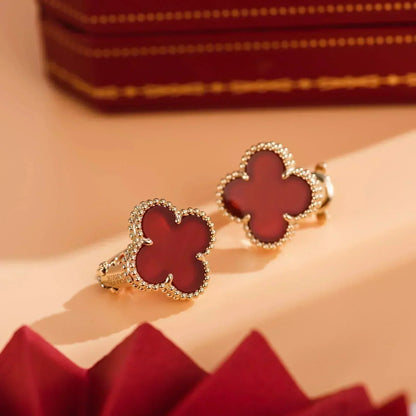 [Polaidi Jewelry]CLOVER MEDIUM 1 MOTIFS CARNELIAN  EARRINGS