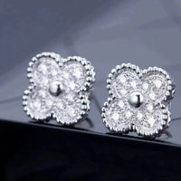 [Polaidi Jewelry ]CLOVER 1 MOTIFS DIAMOND STUD EARRINGS SILVER