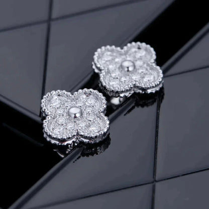 [：Polaidi Jewelry]クローバー 1モチーフ ダイヤモンド スタッドピアス シルバー