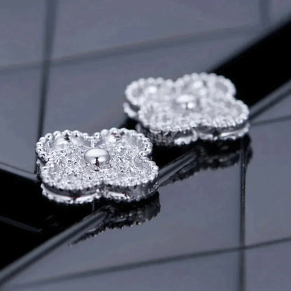 [：Polaidi Jewelry]クローバー 1モチーフ ダイヤモンド スタッドピアス シルバー