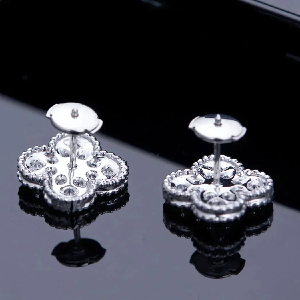 [：Polaidi Jewelry]クローバー 1モチーフ ダイヤモンド スタッドピアス シルバー