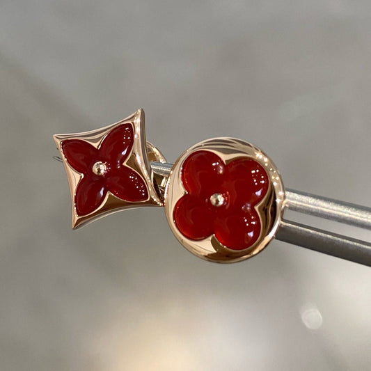 [Polaidi Jewelry]STAR AND SUN PINK GOLD CARNELIAN STUD EARRINGS