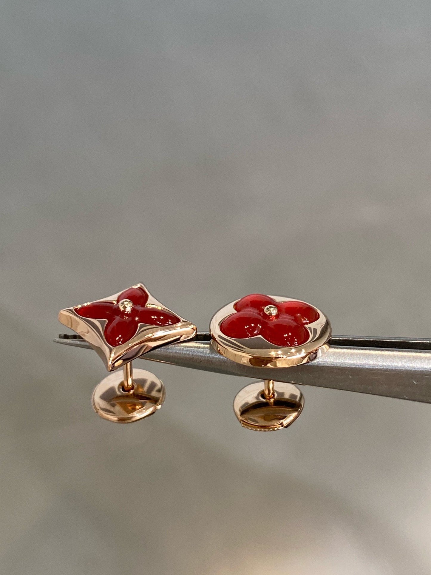 [：Polaidi Jewelry]STAR AND SUN PINK GOLD CARNELIAN STUD EARRINGS