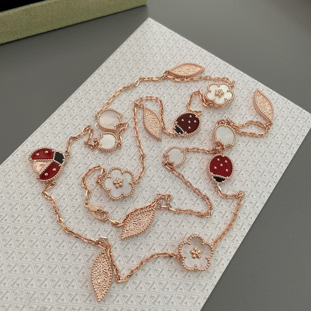 [：Polaidi Jewelry]LUCKY SPRING 15 MOTIFS ROSE GOLD NECKLACE