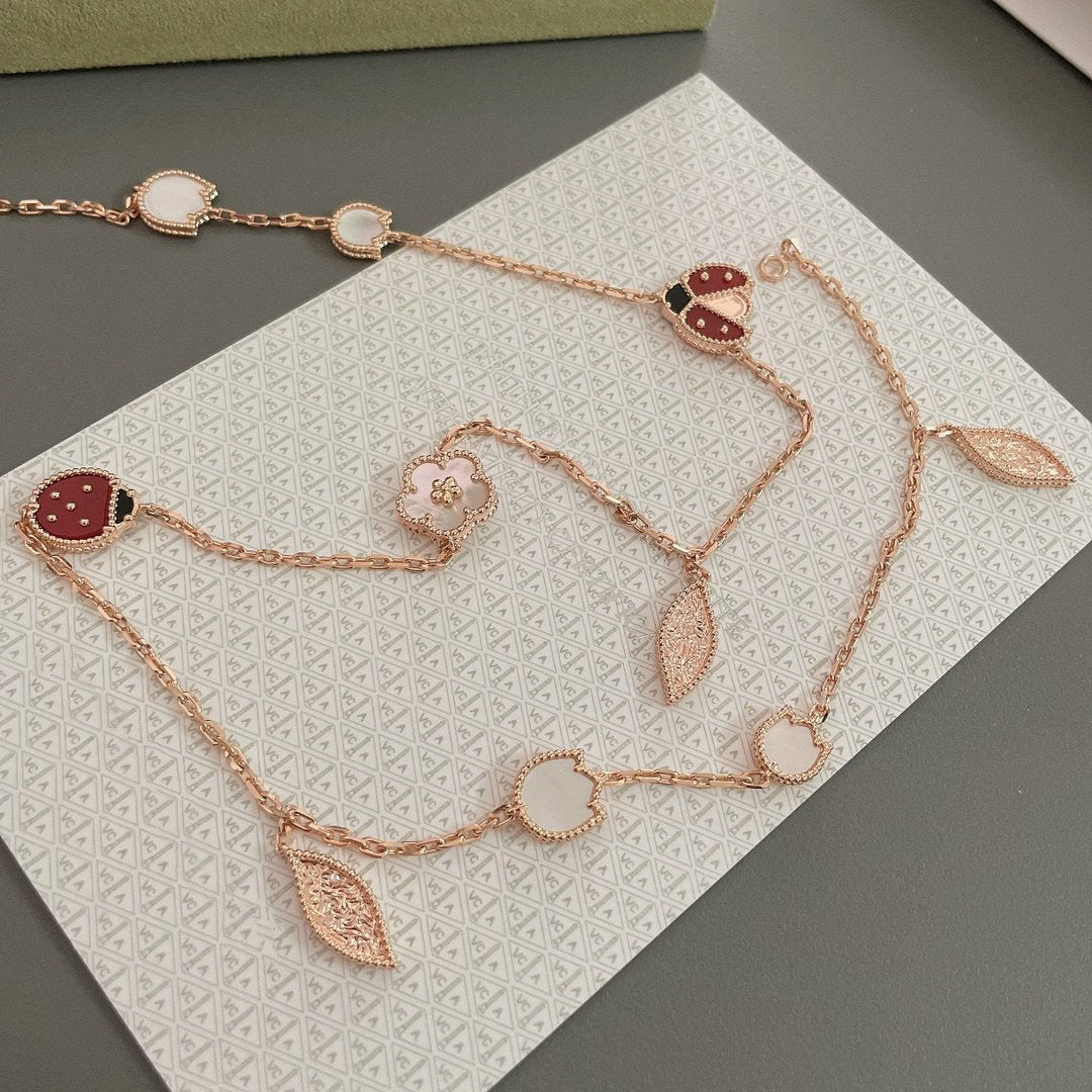[：Polaidi Jewelry]LUCKY SPRING 15 MOTIFS ROSE GOLD NECKLACE