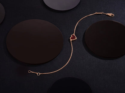[：Polaidi Jewelry]HEART CARNELIAN PINK GOLD BRACELET