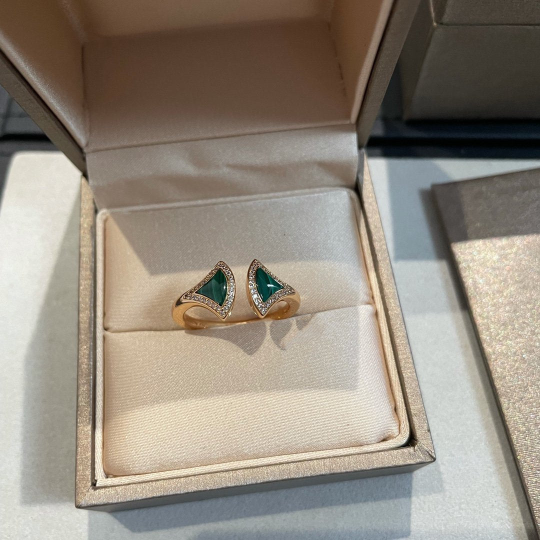 [Polaidi Jewelry]DREAM MALACHITE DIAMOND OPEN RING