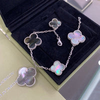[Polaidi Jewelry ]CLOVER 5 MOTIFS SIVLER DARK MOP BRACELET