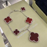 [Polaidi Jewelry ]CLOVER 5 MOTIFS SIVLER CARNELIAN BRACELET