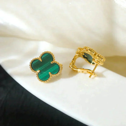 [：Polaidi Jewelry]CLOVER MEDIUM 1 MOTIFS MALACHITE  EARRINGS