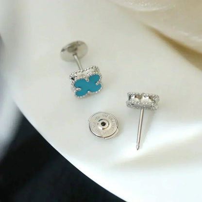 [：Polaidi Jewelry]クローバー ミニターコイズ シルバースタッドピアス