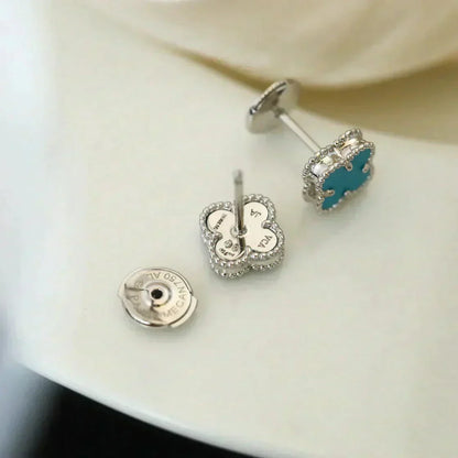 [：Polaidi Jewelry]クローバー ミニターコイズ シルバースタッドピアス