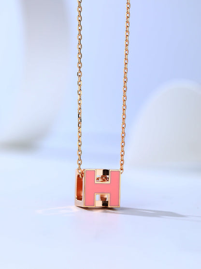 [Polaidi Jewelry]H CAGE PINK GOLD NECKLACE