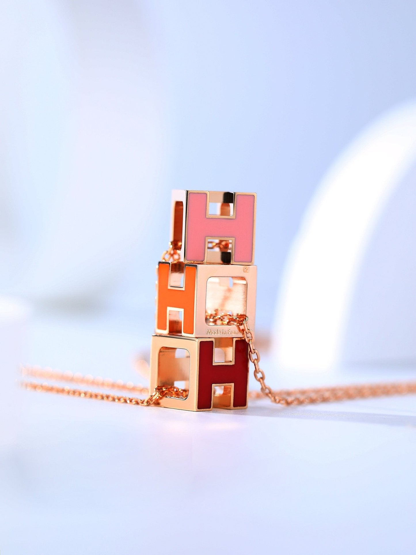 [：Polaidi Jewelry]H CAGE PINK GOLD NECKLACE