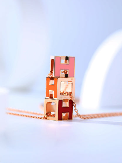 [：Polaidi Jewelry]H CAGE PINK GOLD NECKLACE