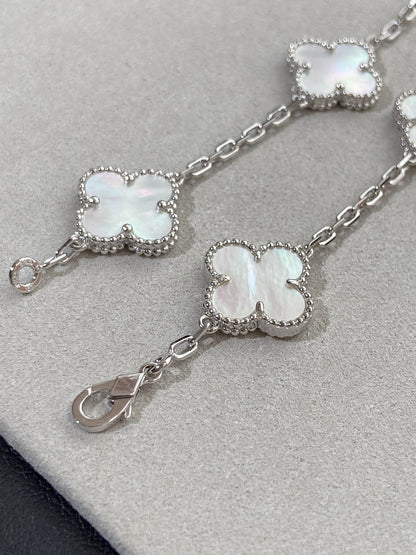 [：Polaidi Jewelry]クローバー シルバー マザーオブパール 5モチーフ ブレスレット