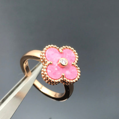 [Polaidi Jewelry]CLOVER RHODONITE ROSE GOLD RING