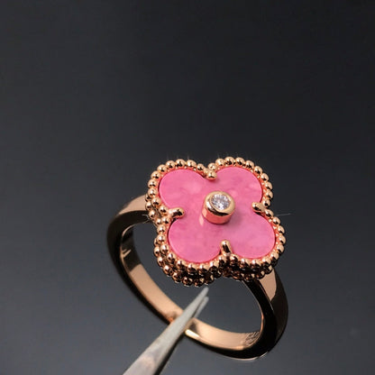 [Polaidi Jewelry]CLOVER RHODONITE ROSE GOLD RING