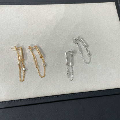 [：Polaidi Jewelry]チェーン カオス ダイヤモンド ドロップ イヤリング