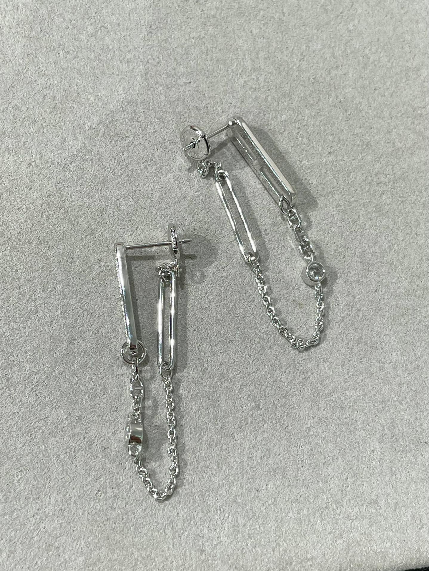 [：Polaidi Jewelry]チェーン カオス ダイヤモンド ドロップ イヤリング