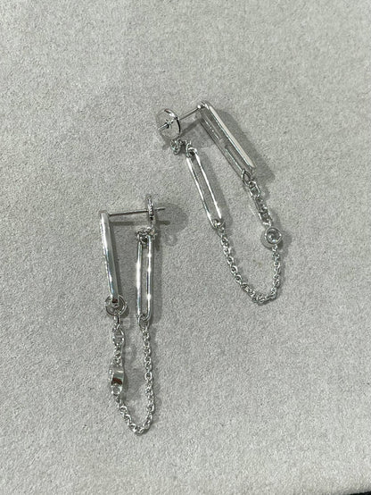 [：Polaidi Jewelry]チェーン カオス ダイヤモンド ドロップ イヤリング