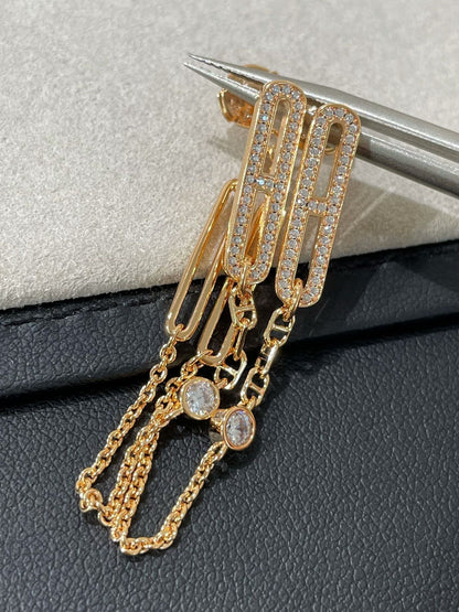 [：Polaidi Jewelry]チェーン カオス ダイヤモンド ドロップ イヤリング