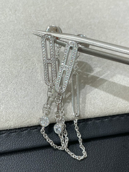 [：Polaidi Jewelry]チェーン カオス ダイヤモンド ドロップ イヤリング