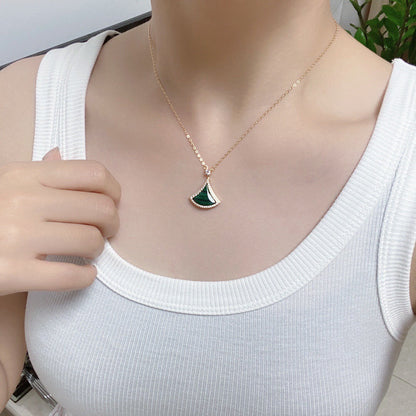 [Polaidi Jewelry]DREAM MALACHITE DIAMOND PAVED PINK GOLD NECKLACE