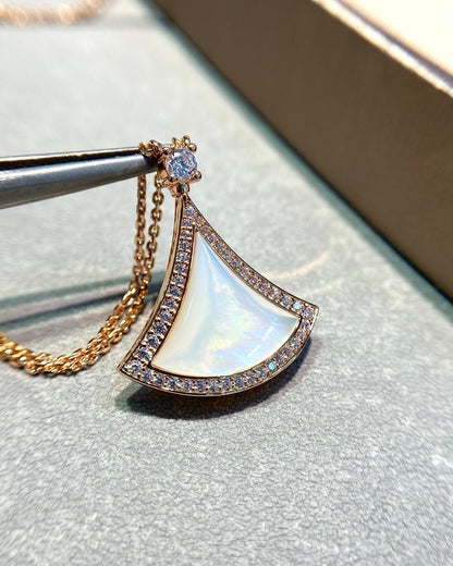 [Polaidi Jewelry]DREAM MOP DIAMOND PAVED PINK GOLD NECKLACE