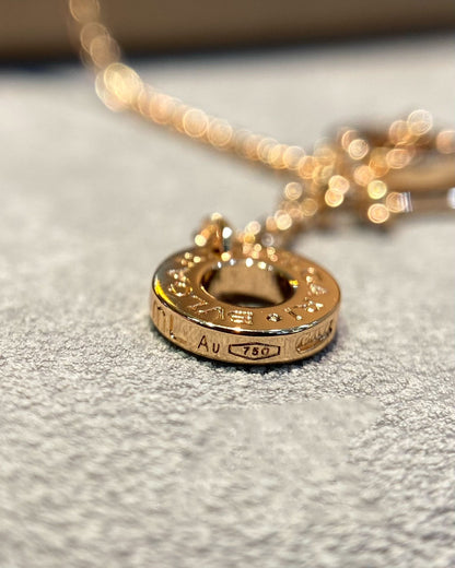 [Polaidi Jewelry]DREAM MOP DIAMOND PAVED PINK GOLD NECKLACE