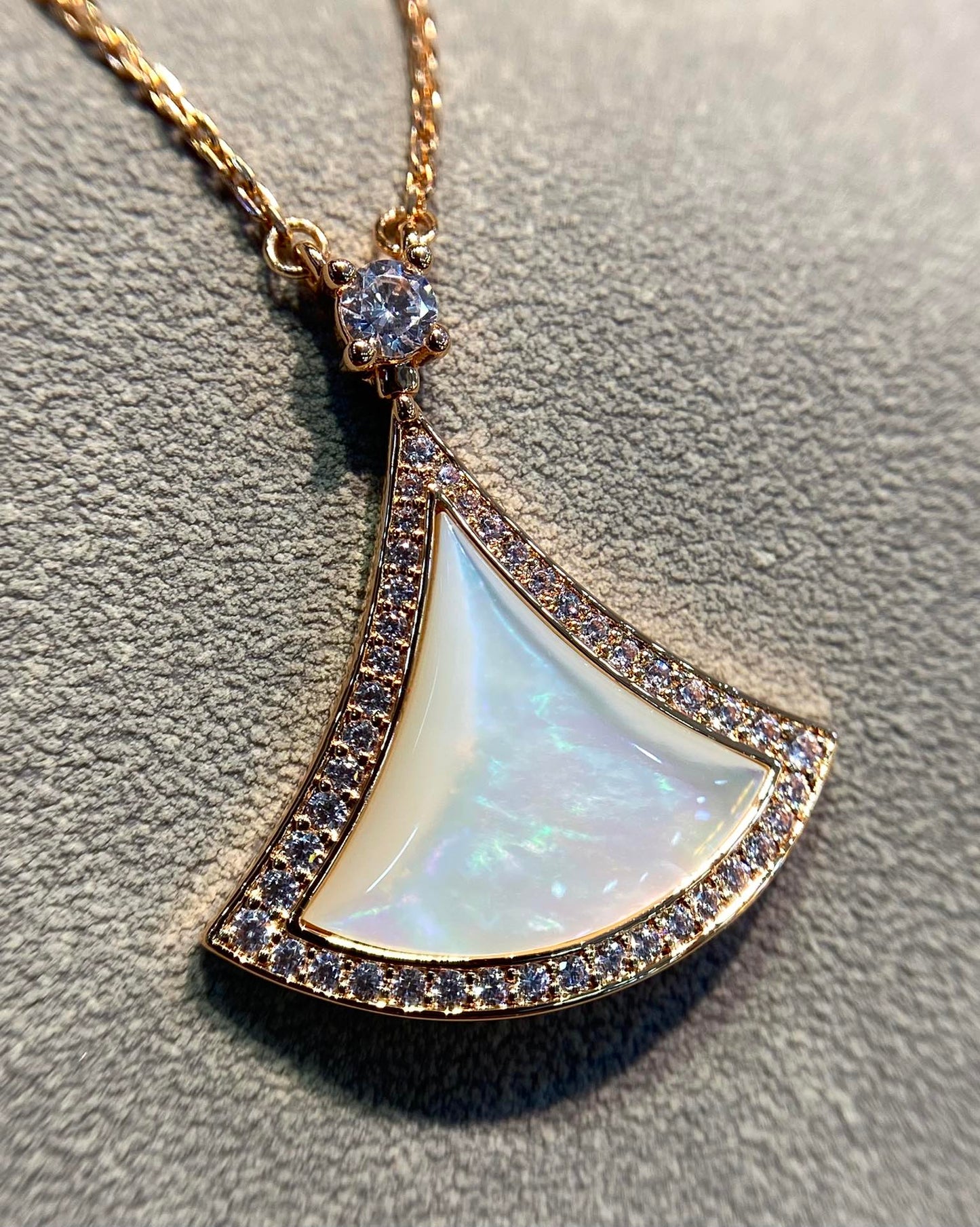 [Polaidi Jewelry]DREAM MOP DIAMOND PAVED PINK GOLD NECKLACE
