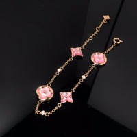 [Polaidi Jewelry ]STAR AND SUN 4 MOTIF PINK MOP PINK GOLD BRACELET