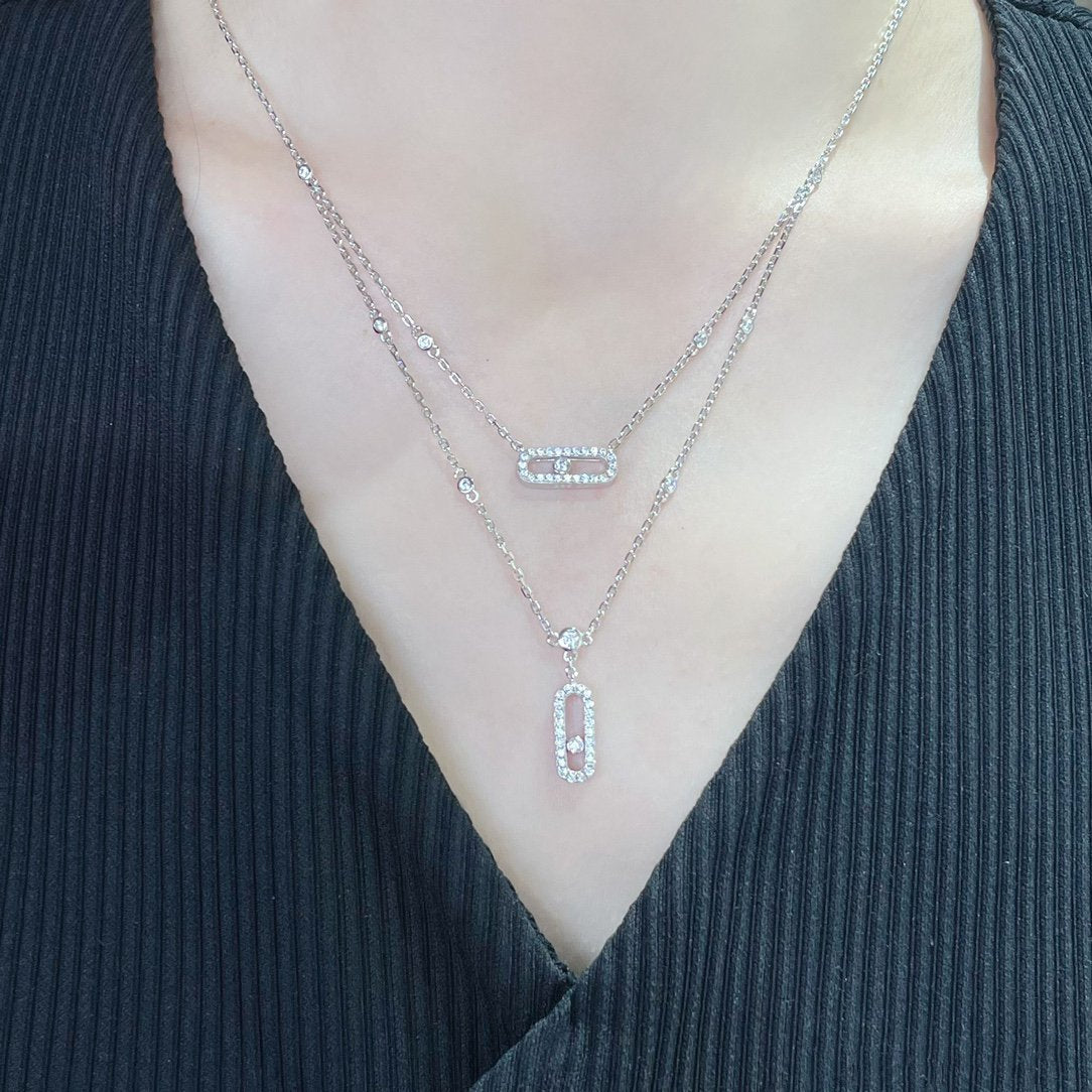 [Polaidi Jewelry]MOVE 2 ROW DIAMOND NECKLACE