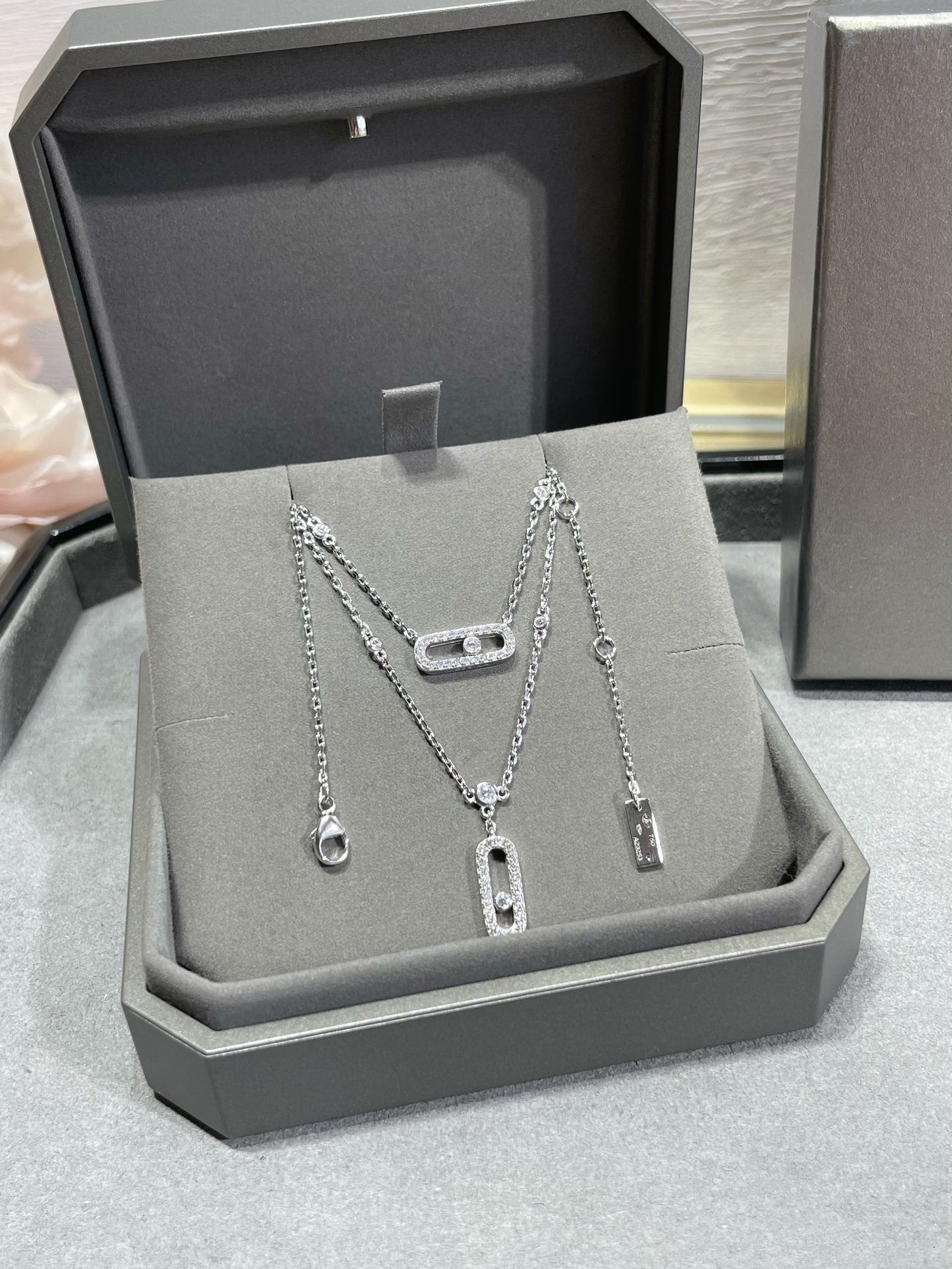 [Polaidi Jewelry]MOVE 2 ROW DIAMOND NECKLACE