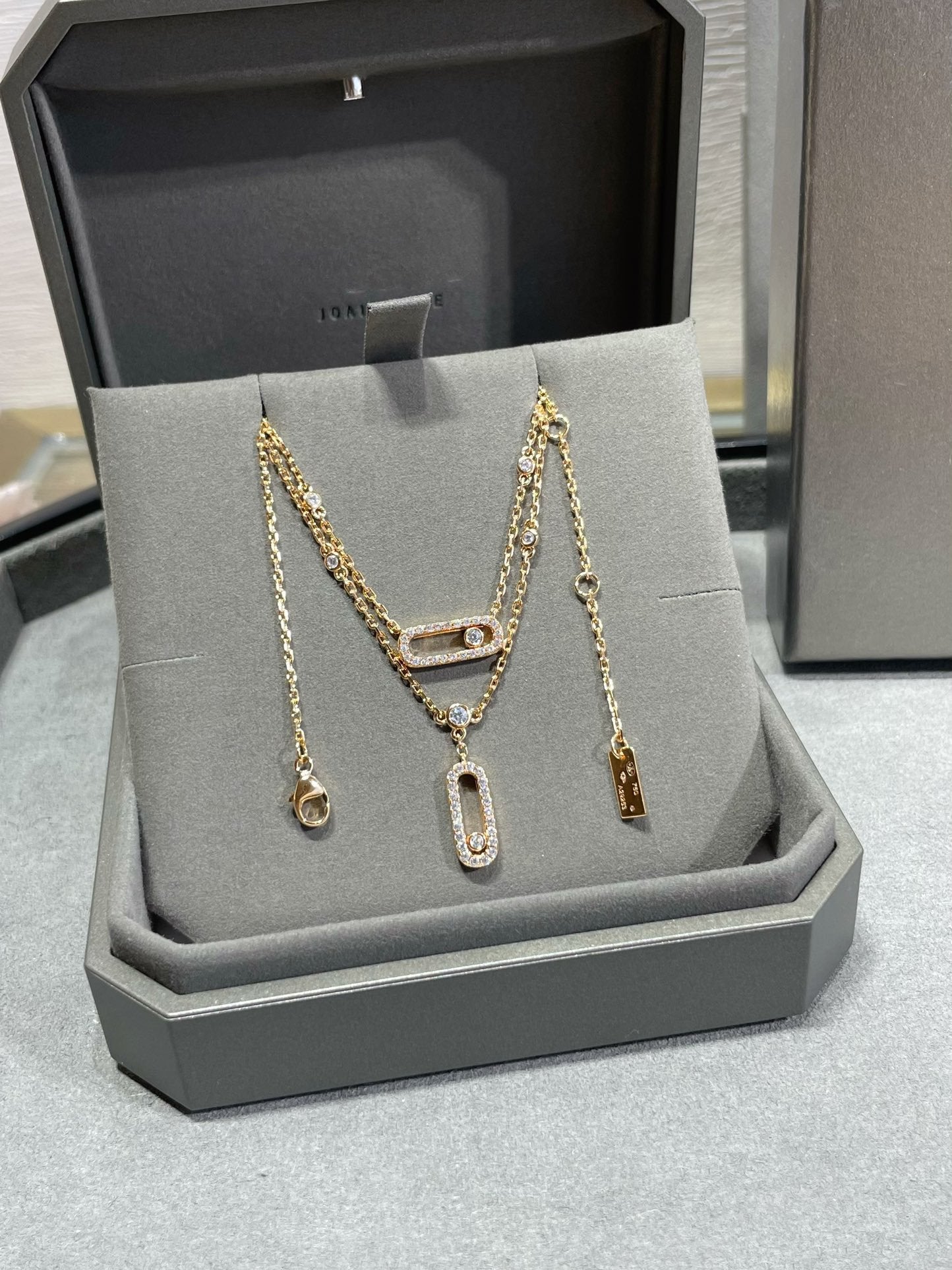 [Polaidi Jewelry]MOVE 2 ROW DIAMOND NECKLACE