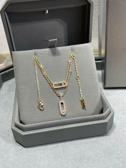 [Polaidi Jewelry]MOVE 2 ROW DIAMOND NECKLACE
