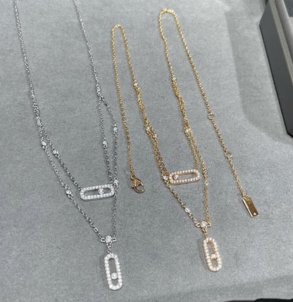 [Polaidi Jewelry]MOVE 2 ROW DIAMOND NECKLACE