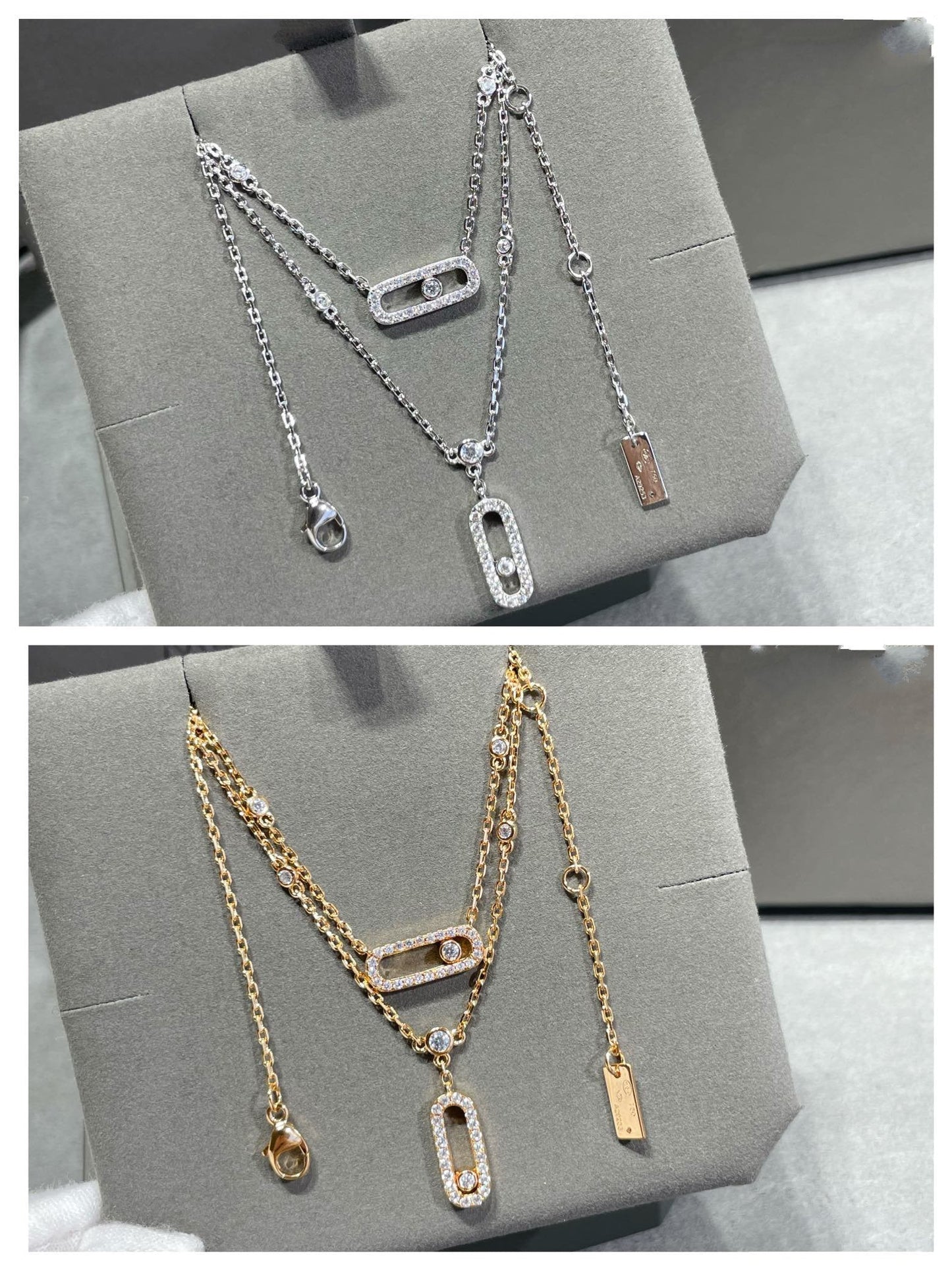 [Polaidi Jewelry]MOVE 2 ROW DIAMOND NECKLACE