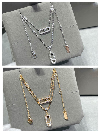 [Polaidi Jewelry]MOVE 2 ROW DIAMOND NECKLACE