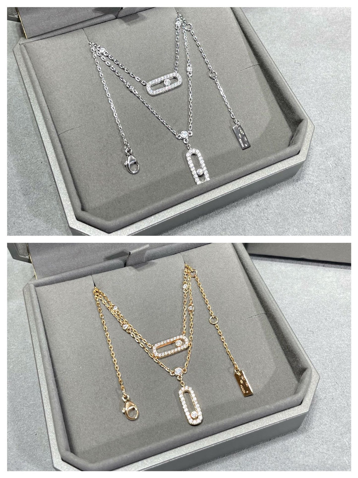 [Polaidi Jewelry]MOVE 2 ROW DIAMOND NECKLACE
