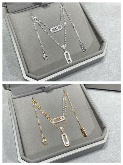 [Polaidi Jewelry]MOVE 2 ROW DIAMOND NECKLACE