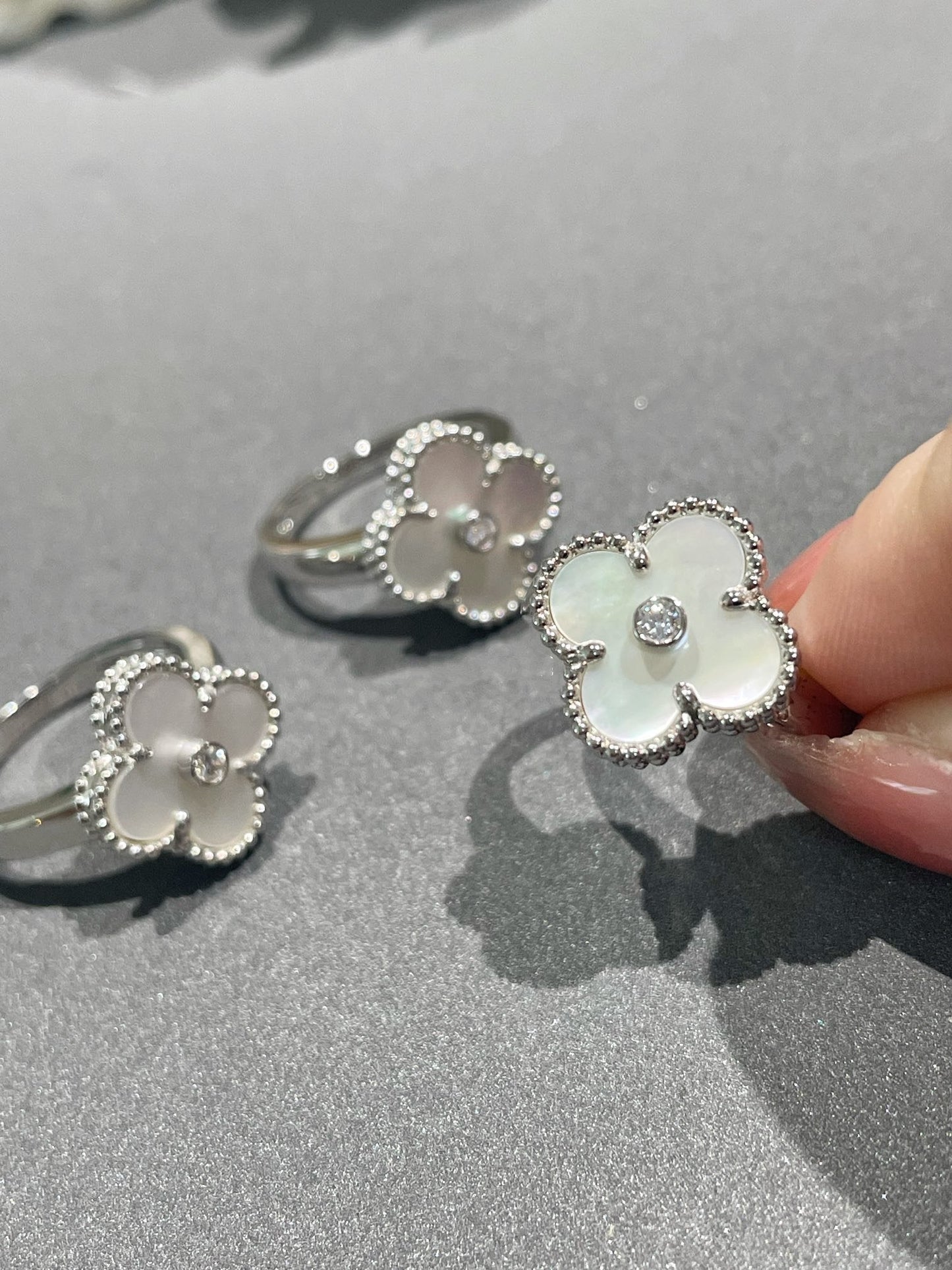 [Polaidi Jewelry]CLOVER SILVER MOP DIAMOND RING