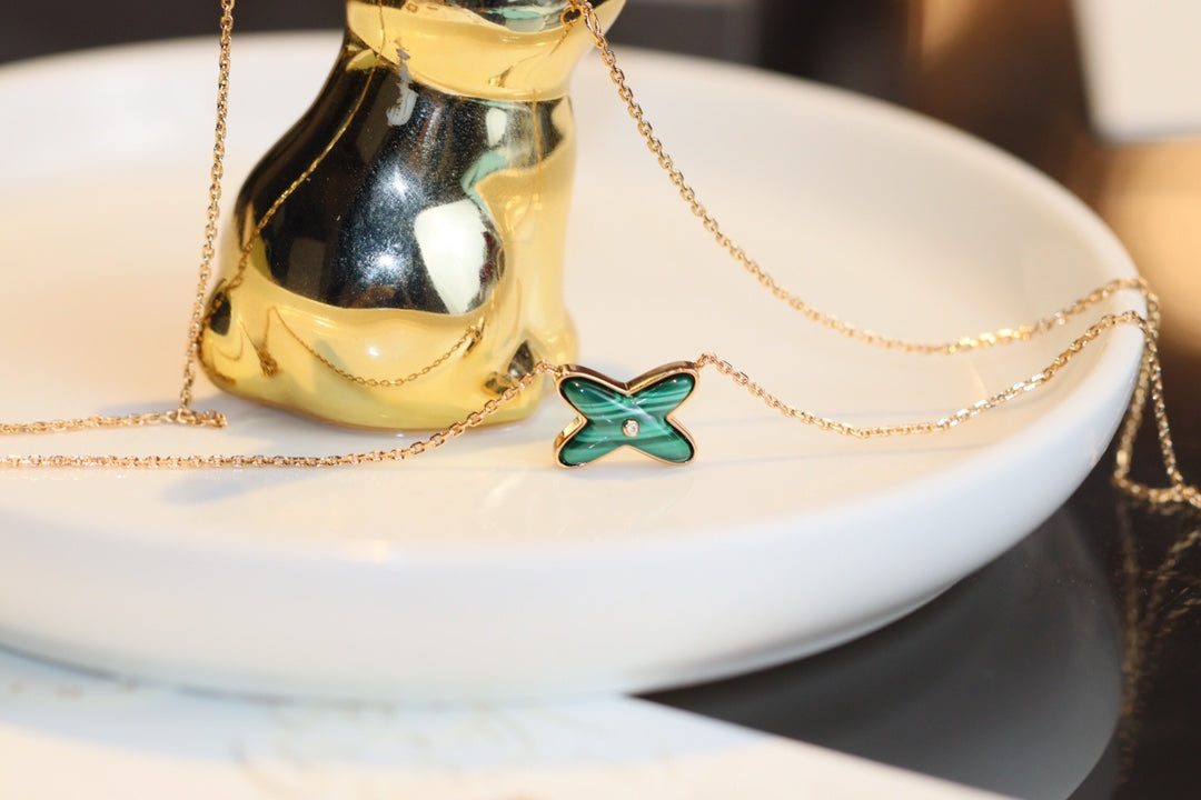 [：Polaidi Jewelry]JEUX MALACHITE 1 DIAMOND PINK GOLD NECKLACE
