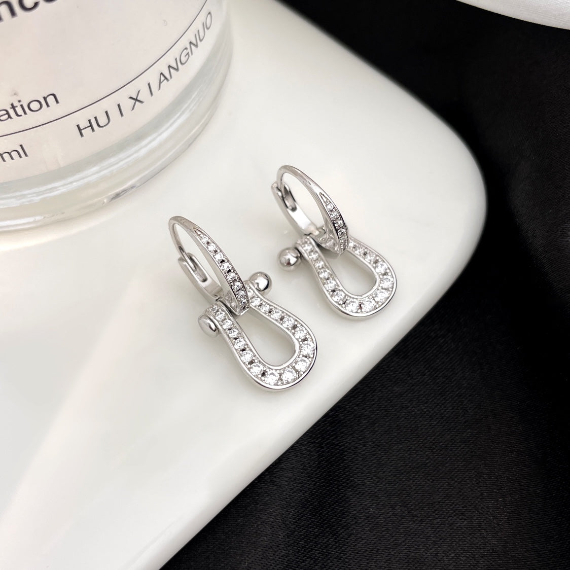 [Polaidi Jewelry]FORCE 10 FULL DIAMOND DROP EARRINGS MEDIUM MODEL