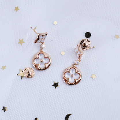 [：Polaidi Jewelry]STAR AND SUN PINK GOLD MOP DROP EARRINGS