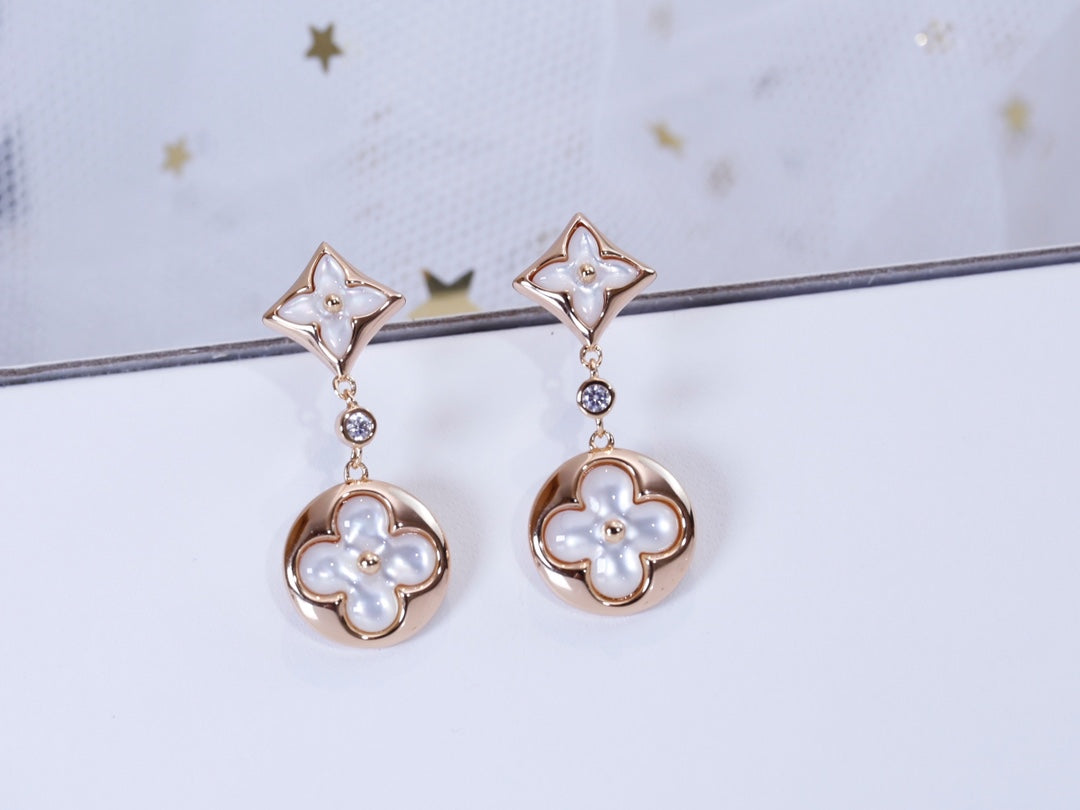 [：Polaidi Jewelry]STAR AND SUN PINK GOLD MOP DROP EARRINGS